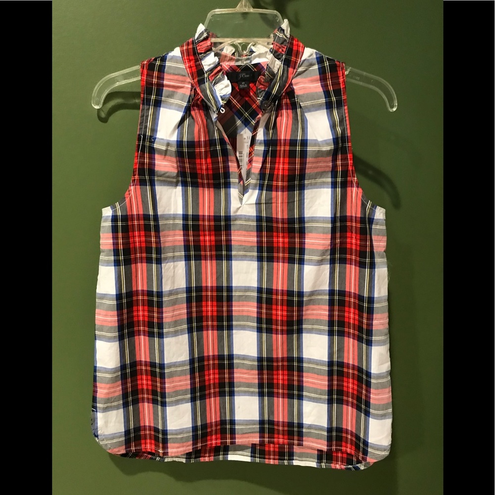 J Crew Ruffle-Neck Sleeveless Top, NWT